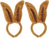 Merkloos Paashaas / konijn diadeem met oren - 2x - bruin - Verkleed accessoires oortjes - Dierenpak