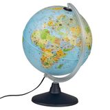 Idena 22059 - lichtgevende wereldbol met dierenafbeeldingen, met LED-verlichting en aan- en uitschakelaar, diameter ca. 30 cm, politieke kaart afbeelding