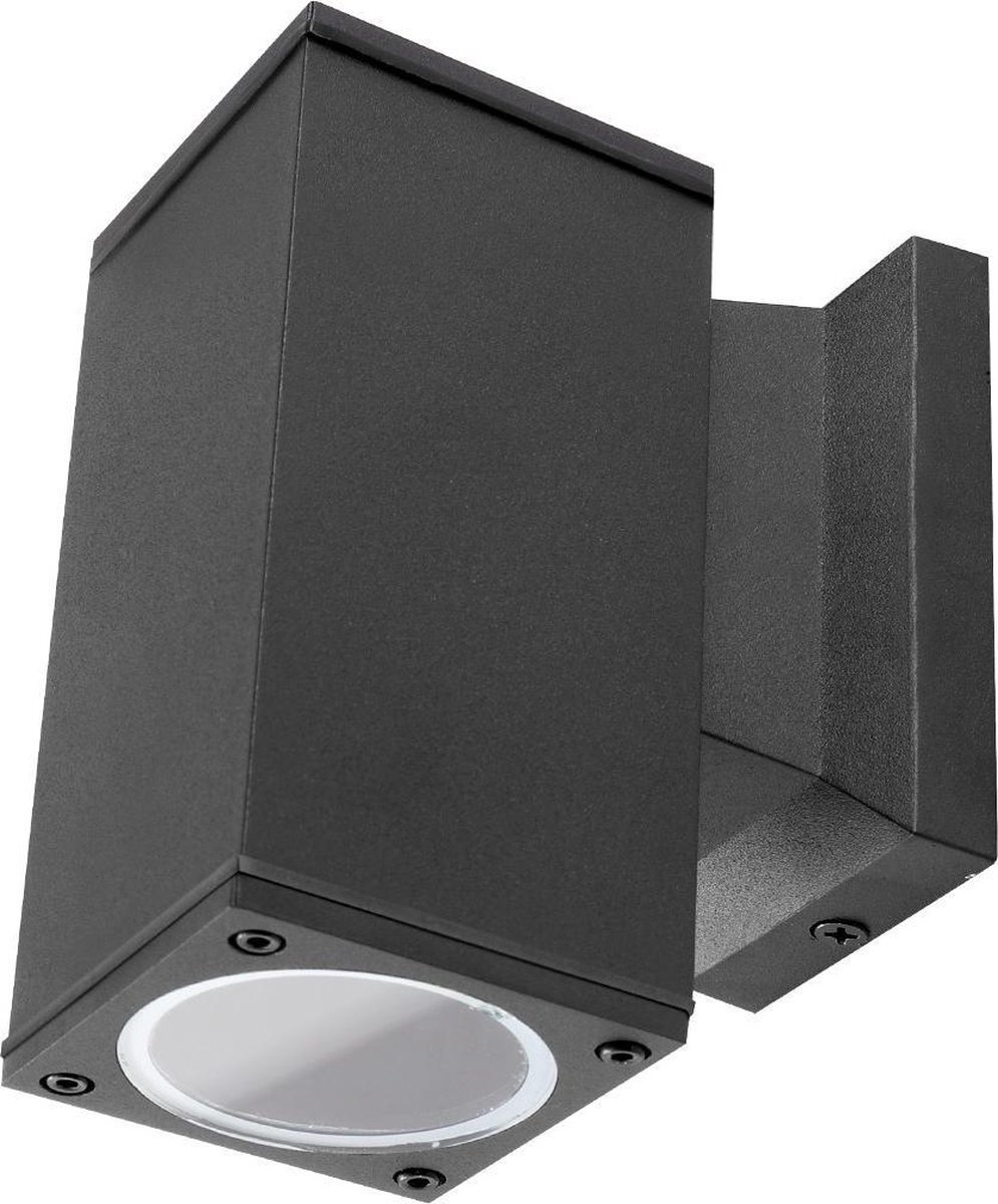 Aigostar Wandlamp single spot - Rechthoek Zwart - IP65 Buitengebruik - GU10 aansluiting