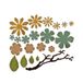 Sizzix SIZ661806 Thinlits 661806 Stanssjablonen, kleine bloem van Tim Holtz, 21 stuks, één maat 9,2 cm x 2,5 cm - 1 cm x 0,6 cm zwarte bloemen