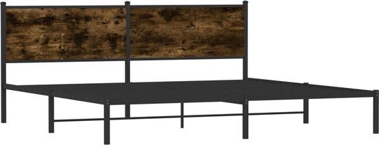 vidaXL Bedframe 200x200 cm Gerookt Eiken Metaal
