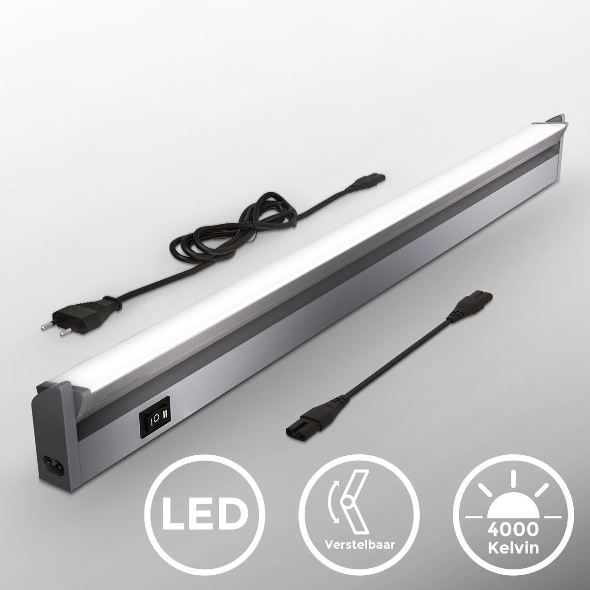 B.K.Licht LED Onderbouw Keukenverlichting - Kantelbaar - 4.000K - 1.000Lm - 8.5W - Grijs