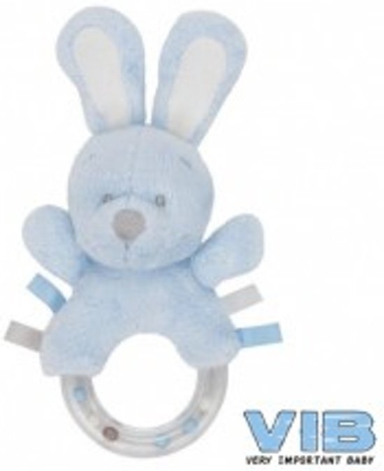 VIB VIB pluche konijn rammelaar blauw