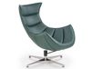 Fauteuil pivotant vert foncé en cuir et acier