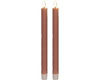Anna's Collection Bougies LED pour dîner - 2x - rose - 25 cm - flamme 3D - lumière blanc chaud