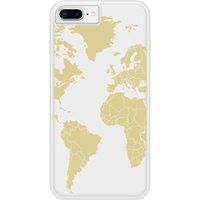 Apple Bedrukt siliconen hoesje compatibel met iPhone 8 Plus Map beige