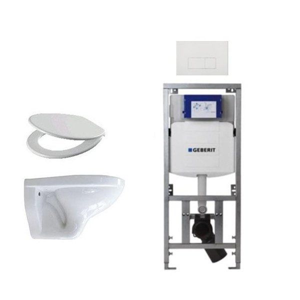 Adema Classico toiletset - inbouwreservoir, toiletpot, basic zitting & bedieningsplaat - wit