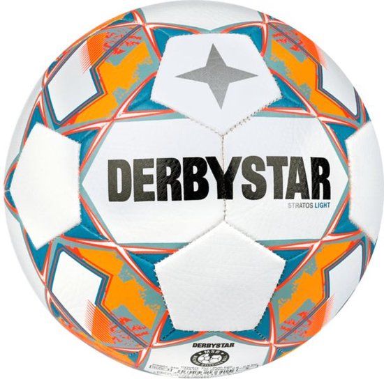 Derbystar Jeugd voetbal Stratos Light V23 maat 5 wit oranje grijs