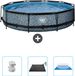 EXIT Rond Stone Frame Zwembad - 360 x 76 cm - Grijs - Inclusief Pomp, Solar Mat & Grondzeil