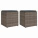vidaXL Tuinkrukken met kussens 2 st 40x40x43 cm poly rattan grijs