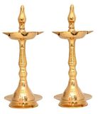 NOBILITY Messing olielamp Diya 10 Inch Kerala Traditionele Samai Deepak Lamp Kutthu vilakku Panchmahal Deepam voor Pooja Mandir Diwali Indiase geschenkartikelen Puja Set Pack van 02