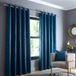 Fusion Blauwblauwe gordijnen 166 x 137 cm - Kristal Teal Gordijnen met Ringen