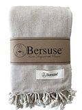 Bersuse 100% Katoen - Milas XXL Deken Turkse Handdoek - Peshtemal Hoes voor Bed en Bank - OEKO-TEX - 60 x 90 Inches, Beige
