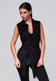 OMBRE Gilet - Slim Fit - Knopen - Effen Zwart XL