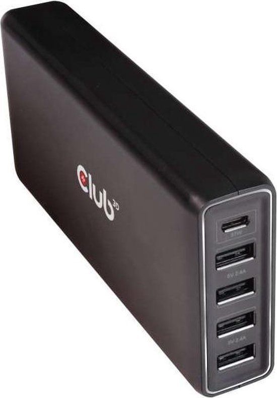 Club 3D CAC-1903EU USB-C Charger - 5 Ports - 111W - Black