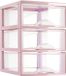 Plasticforte Ladeblokje/bureau organizer met 3x lades - transparant/roze - L18 x B25 x H25 cm