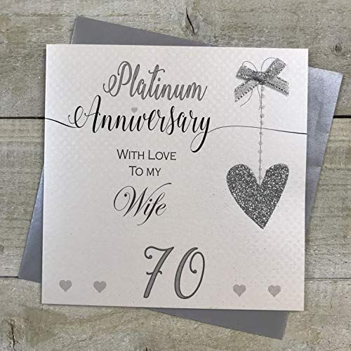 70th Platinum Wedding Anniversary Card - Love Lines - Handmade
