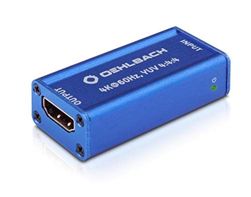 Oehlbach UltraHD Repeater (HDMI-signaalversterker voor UltraHD-signalen, HDR, Dolby Vision, 4K met 60Hz, HDCP 2.2) - kobaltblauw
