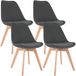CLP Set van 4 Eetkamerstoelen Linares - met rugleuning - beukenhouten frame - Stof/grijs