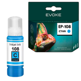 Evoke Compatible Ink for Epson 108 C13T09C24A Cyan 7200 Pages Ecotank L8050 L18050