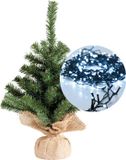 Everlands Kaemingk B.V. Mini kerstboom 35 cm - met kerstverlichting helder wit 300cm -40 leds