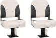 vidaXL Bootstoelen - 2 stuks - met poot - 360° draaibaar - Wit en zwart