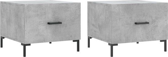 vidaXL Salontafels 2 stuks 50x50x40 cm Bewerkt Hout Betongrijs