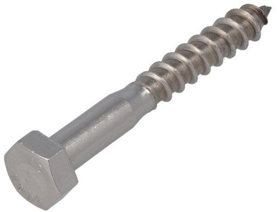 Hoenderdaal Fasteners Hoenderdaal Houtdraadbouten - DIN571 Zeskant - M7 x 120mm - RVS (100 stuks)