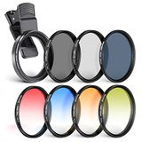 NEEWER 55 mm ND/CPL/effectfilterset met cameralensklemclip, polariserende ND32 6-punts ster 4 gegradueerde kleurfilterset, compatibel met 16, 15, 14 Pro Max Plus, 13, 12 Samsung