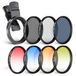 NEEWER 55 mm ND/CPL/effectfilterset met cameralensklemclip, polariserende ND32 6-punts ster 4 gegradueerde kleurfilterset, compatibel met 16, 15, 14 Pro Max Plus, 13, 12 Samsung
