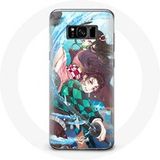 Maniacase Samsung Galaxy S8 Plus Hoesje Tanjiro en Nezuko Demon Slayer Kimetsu no Yaiba Anime