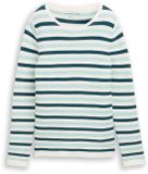 Tom Tailor - Gebreide trui van biologisch katoen - Maat XL - mint green beige stripe