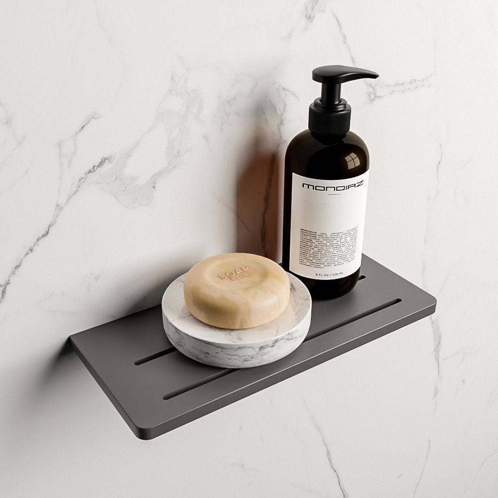 Mondiaz Easy planchet 14x31x1.2cm Solid surface Dark grey mat