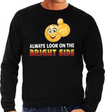 Bellatio Decorations Shoppartners Bv Funny emoticon sweater Always look on the bright side zwart voor heren - Fun / cadeau trui L