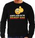 Bellatio Decorations Shoppartners Bv Funny emoticon sweater Always look on the bright side zwart voor heren - Fun / cadeau trui L
