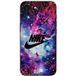 Nike Coque pour iPhone 16E Logo Noir Stylé Rose Vif Violet Bleu