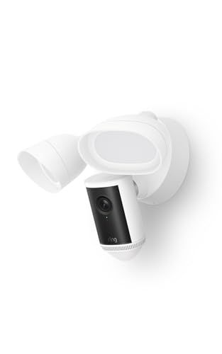 Ring-camera Ring Ring-camera met schijnwerpers Pro (Floodlight Cam Pro, nieuwste generatie) | Beveiligingscamera voor buiten | Retinal 4K, Zoom 10x, 2000 lumen | Gratis Ring-proefabonnement van 30 dagen