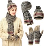 Bol Gebreide Slouch Beanie Muts Skiën Nekwarmer Sjaal Set - Winter Warm 3-in-1 Accessoirekit met Fleece Voering