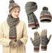 Bol Gebreide Slouch Beanie Muts Skiën Nekwarmer Sjaal Set - Winter Warm 3-in-1 Accessoirekit met Fleece Voering