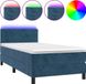 vidaXL Boxspringbed met matras en LED-verlichting, donkerblauw, 100x200 cm, fluweel