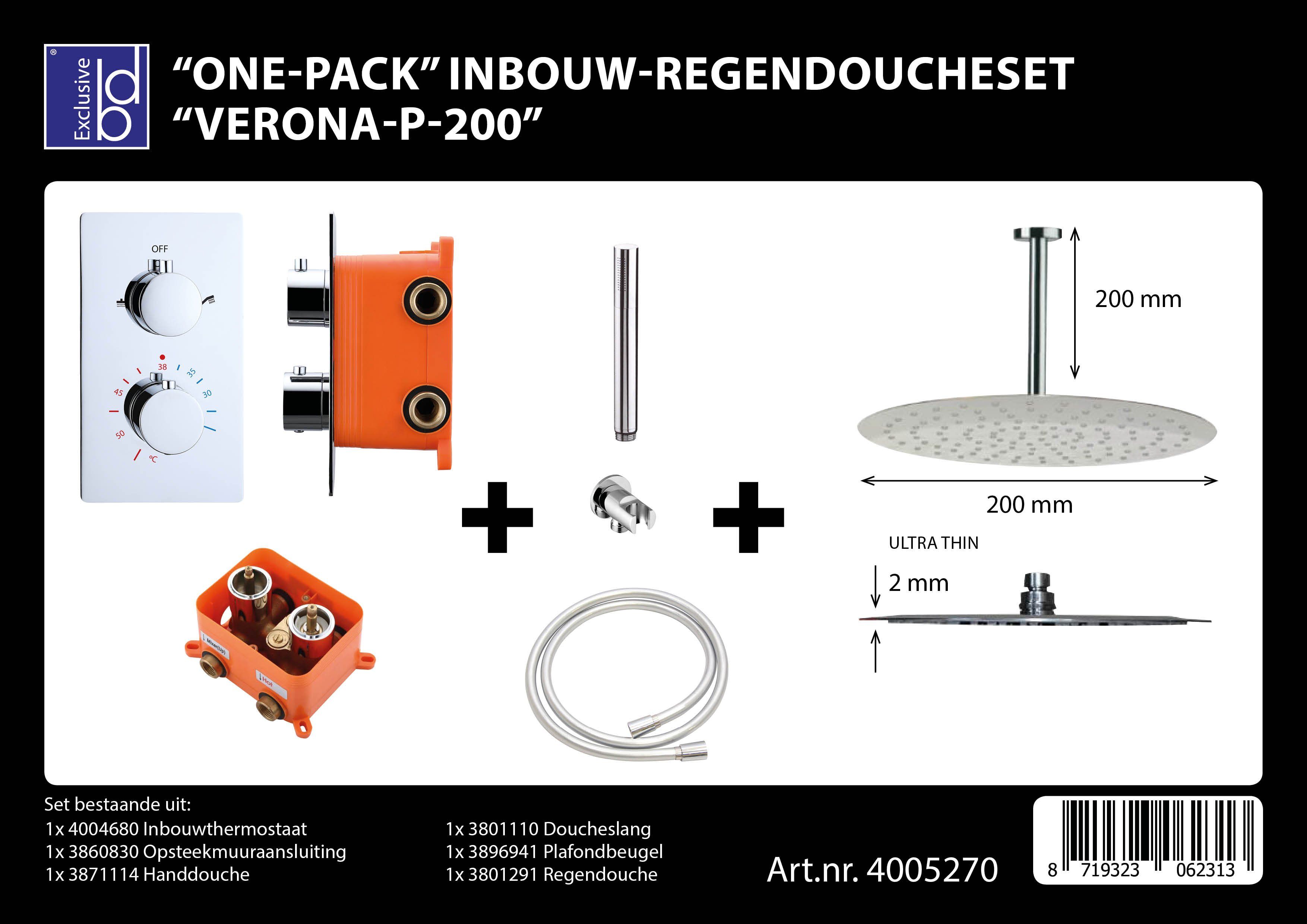 Best Design VERONA P 200 Inbouw Regendoucheset - 8719323062313