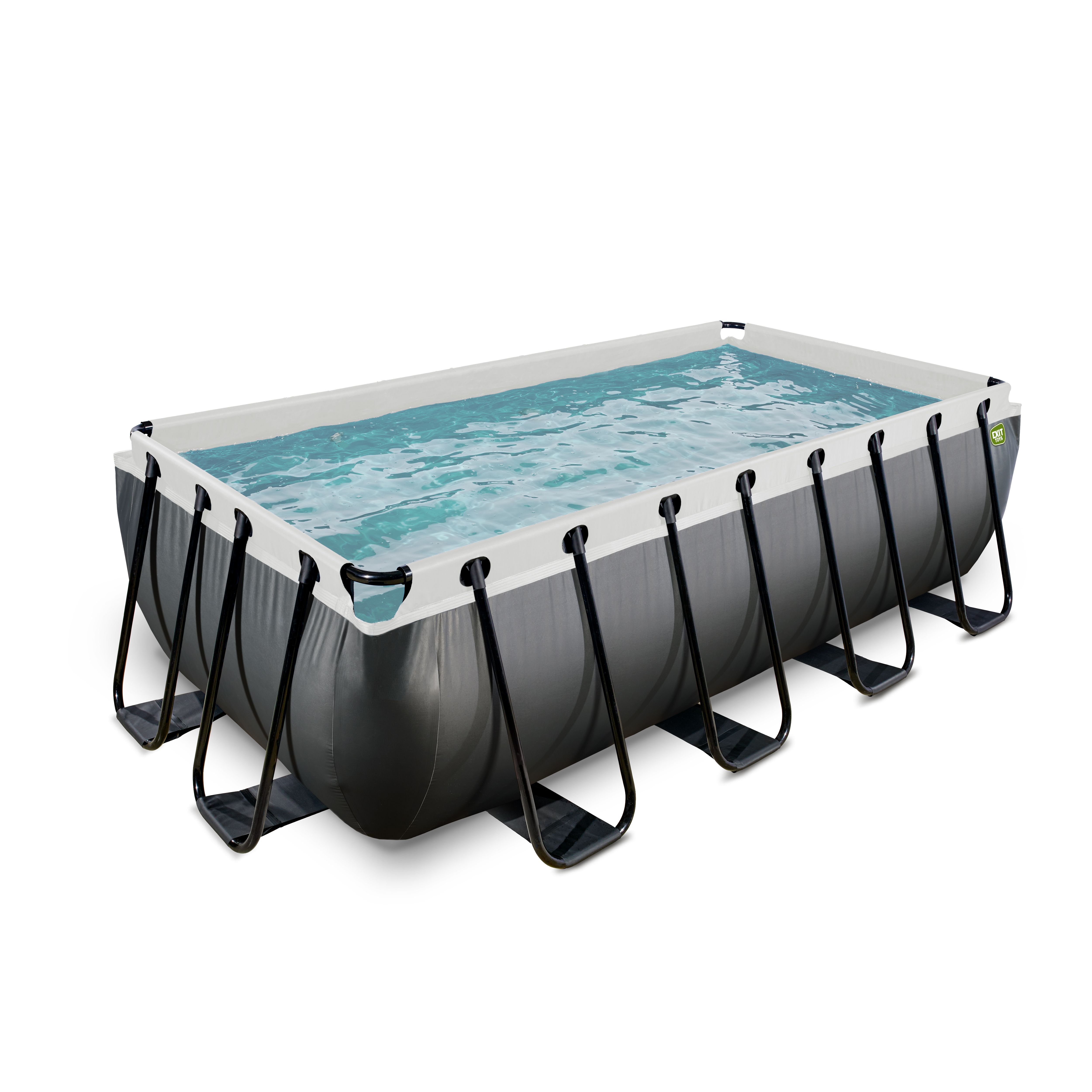 EXIT Black Leather Rectangular Pool 400x200x100cm with Filter Pump - Black