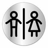 Symbool Indicatieschijf Gemengd toilet - Zelfklevend aluminium - ÿ 80 mm