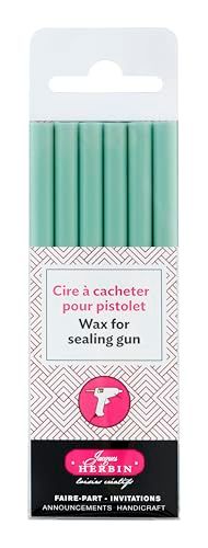 Jacques Herbin 35833T - Pakket van 6 speciale zegellakstaven voor lakpistool, Mintgroen - Diameter 7 mm - Gemaakt in Frankrijk