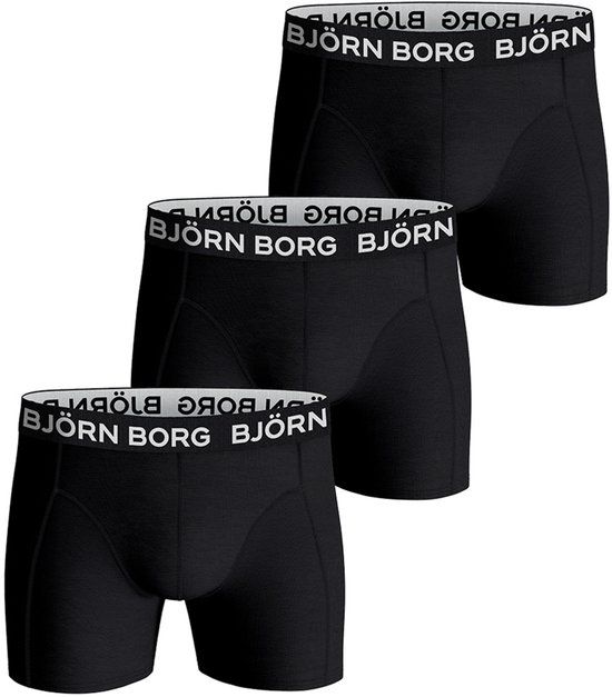 Björn Borg Cotton Stretch Jongens Boxershort - 3 stuks - Zwart - Maat 158-164