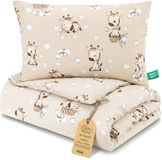 Totsy baby ASE Spolka Akcyjna Kinder dekbed zonder hoes 60x100 cm - Katoenen baby deken en kussen set kinderdeken 60 x 100 en kussen 60 x 40 - Dekbedden kinderdekbed voor babybed Oeko-Tex Giraffen