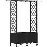 Maison Exclusive - Jardinière surélevée avec treillis et toit, noire, 124,5 x 40 x 142 cm, polypropylène