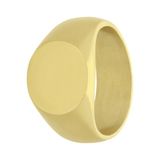 Lucardi Heren Gerecycled stalen goldplated zegelring rond