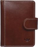 Golden Head Leren kaarthoes Bari RFID Protect Kartenetui mit Riegel 4516 Cognac bruine
