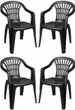 Pro Garden Tuinstoel Maggiore - 4x - Antraciet - Kunststof - Stapelbaar